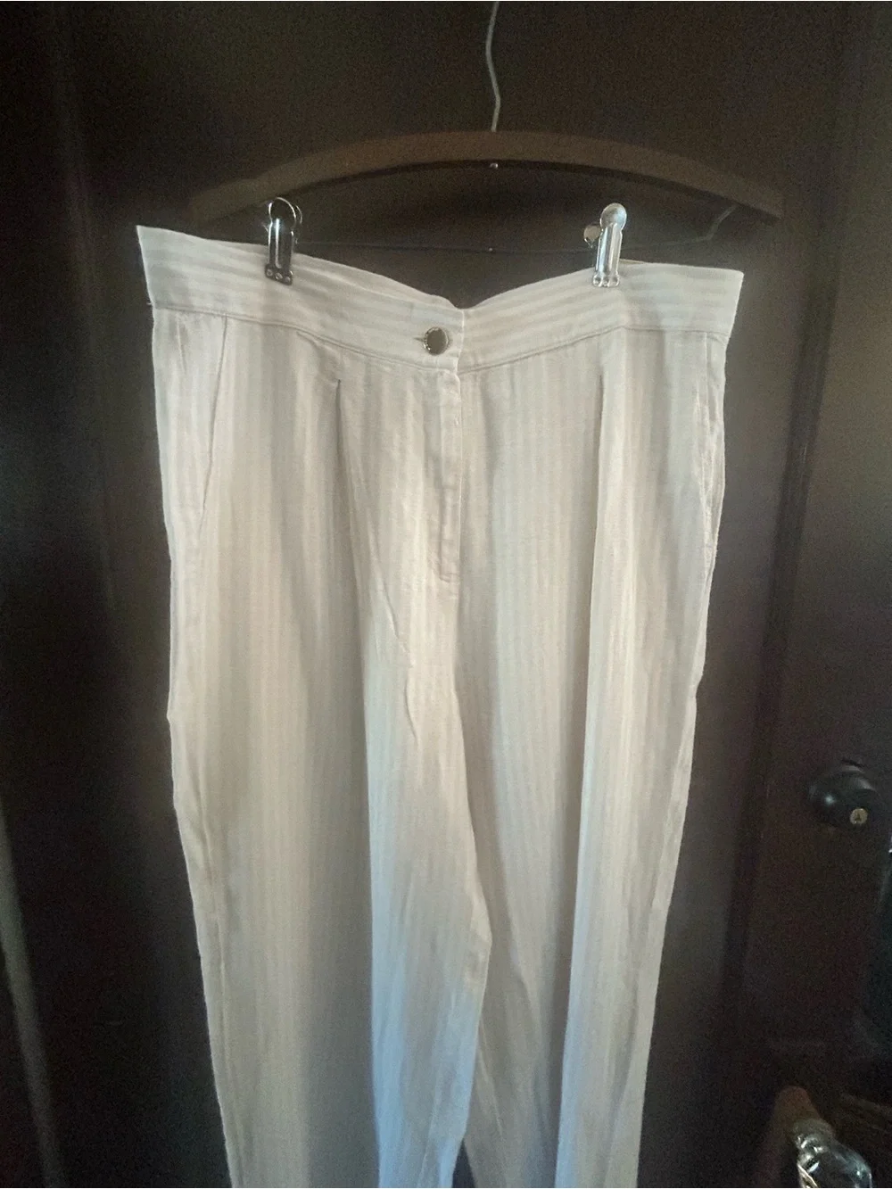 Michael Kors Cream Wide-Leg Linen-Blend Pants